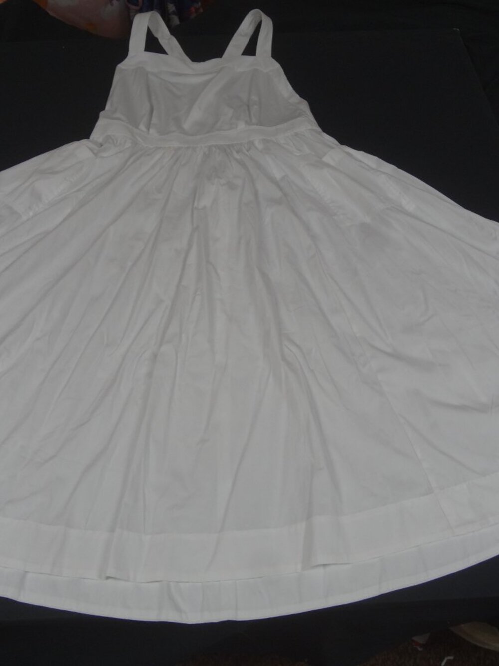 J.CREW WHITE COTTON POPLIN CROSS BACK APRON MAXI DRESS WOMEN'S SIZE 18 L946 - Picture 3 of 7